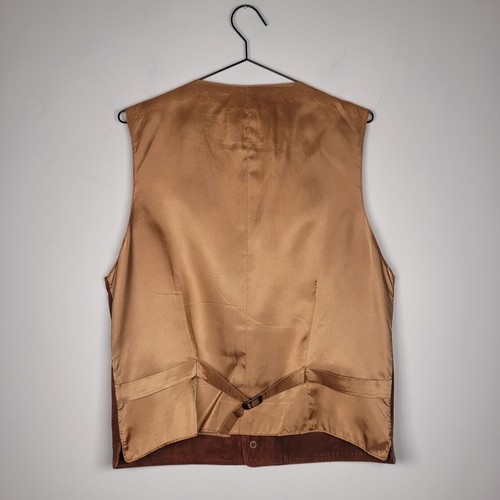Burberry Suede Leather Waistcoat Brown Tan Camel Smart Vest Button Lined Vintage - Picture 8 of 12