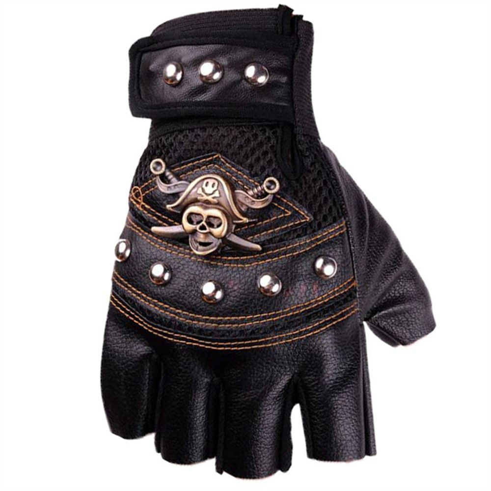 Fingerless Cycling Gloves Skulls Gloves Half Finger Gloves Motorcycle