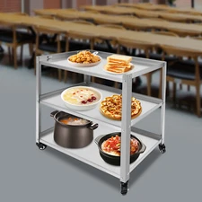 Stainless Steel Kitchen Trolley Cart, Utility Serving Storage Rolling Car Shelf