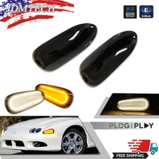 For 94-98 Mitsubishi 3000GT Smoke Switchback LED Front Bumper Turn Signal Lights