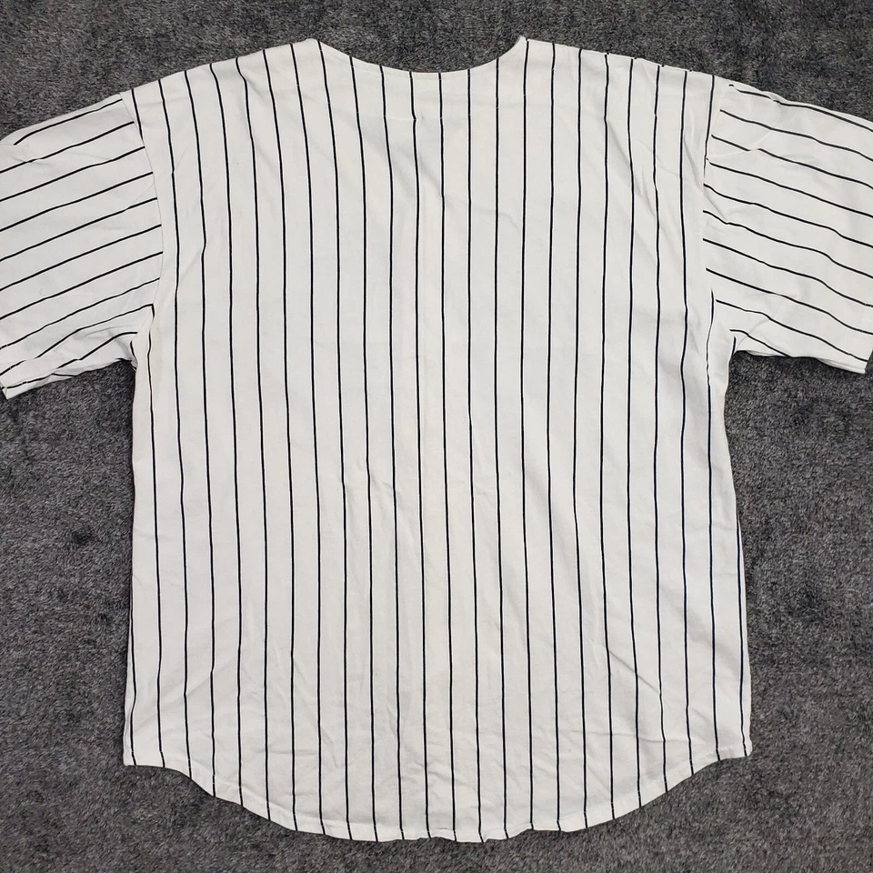 Camiseta de béisbol Theta Fraternity adulto XL blanca azul algodón a rayas hecha en EE. UU. Foto 2 de 4