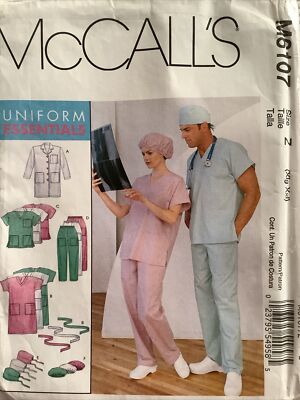 Scrubs Tops, Pants, Lab Coat, Dress, Hats Sewing Pattern (XL-XXL) McCalls 6107