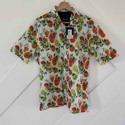 IMPULSO Men's Oranges Citrus Miami Spring Break  Print Button-Up Shirt Size 52/L