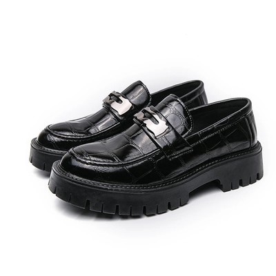 Man's Thick Bottom Loafers Slip on Dress Shoes Breathable Business Casual Shoes 