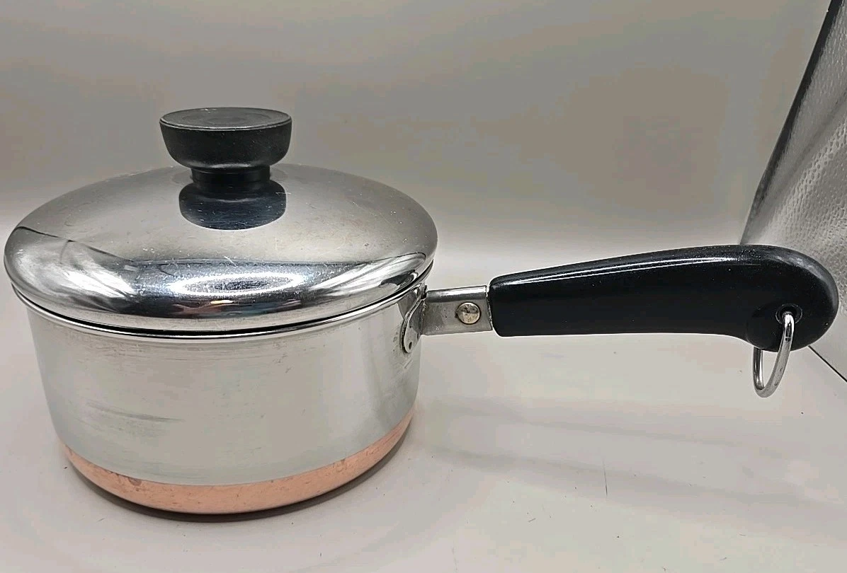 VTG Pre-1968 Revere Ware 1 Qt 95 Copper Clad Bottom Sauce Pan Pot with Lid