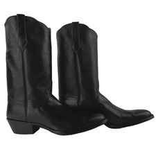 New JB Hill Custom/Boss Men's Horsehide Almond Toe Cowboy Boots - Black