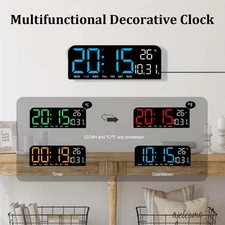 Multifunctional Decorative Clock 9 Inch LED Large Digital Wall Clock With Temper