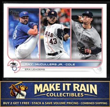 AL ERA Leaders Robbie Ray Lance McCullers Jr. Gerrit Cole 2022 Topps #283