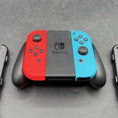 Nintendo Joy-Con Wireless Controller Pair Red Blue w/ Grip & Wrist Straps