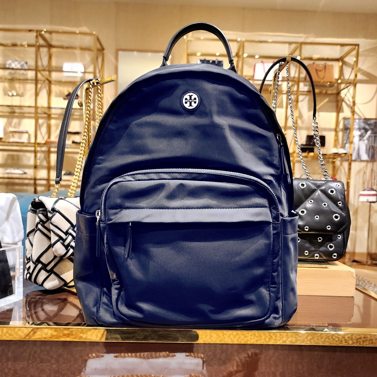 Latest New Authentic Tory Burch Ella Navy Nylon Backpack 173559