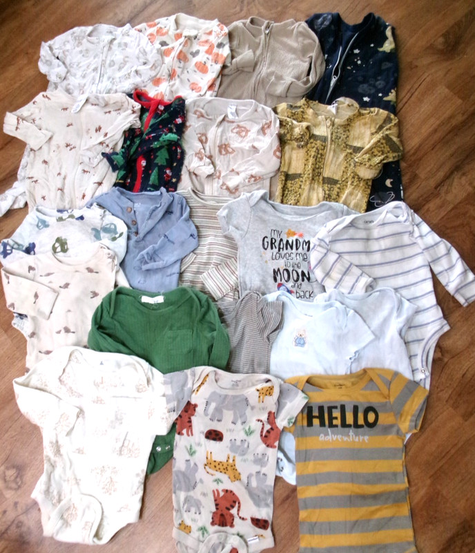 Lot  of 20 -3-9M Footies/Bodysuits/Sleep Sac-Kate Quinn/Angel Dear/'Gap/Little M