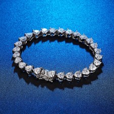 MOISSANITE Tennis Bracelet 5mm Heart Cut D Color VVS1 Women 925 Sterling Silver