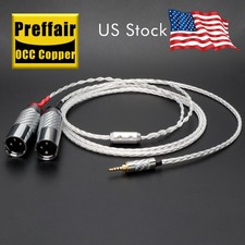 8 Cores HIFI Dual 2x 3pin XLR Balanced Male Plug to Silver Plated 2.5mm Balanced