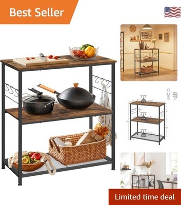 Bakers Rack, Kitchen Shelf, Kitchen Island, Microwave Oven Stand with 3 Open ...