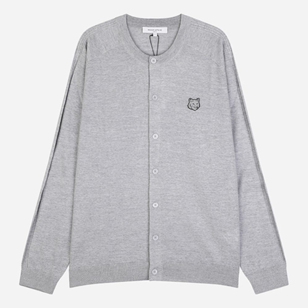 Maison Kitsune Gray Fox Head Cardigan Gray Melange QM00500KT1181 H150 155008111