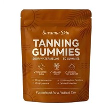 Savanna Skin Tanning Gummies, with Vitamin C  E, Astaxanthin, Beta Carotene  L