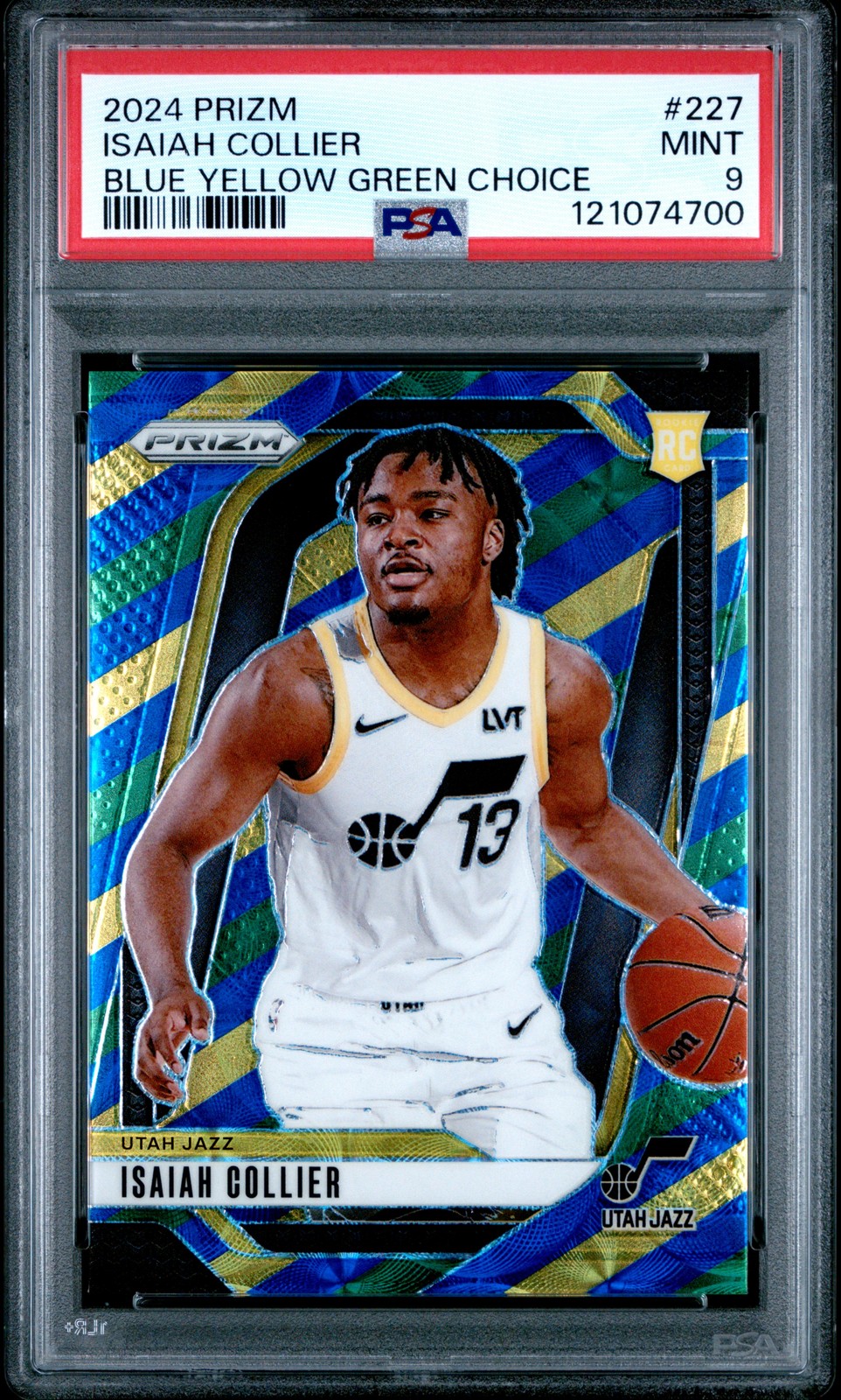 2024 PANINI PRIZM BLUE YELLOW GREEN CHOICE #227 ISAIAH COLLIER PSA 9