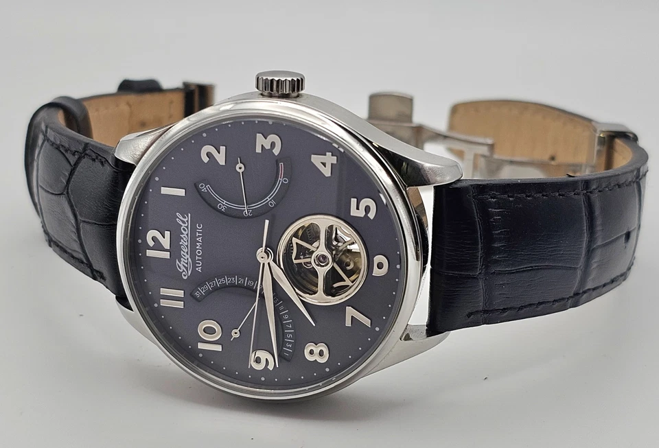Ingersoll Hawley Stainless / Black Leather Automatic Retrograde Date, Power Rsv. - Image 4 of 4