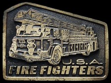 KC15141 VINTAGE 1970s  USA FIREFIGHTERS  COMMEMORATIVE BRASSTONE BUCKLE