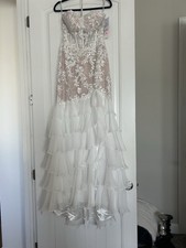 Sherri Hill Strapless Long Ivory Nude Ruffle Formal Dress Size 10