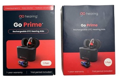 Go Hearing~ Go Prime Rechargeable OTC Hearing Aid & Charging Case  2~PACK