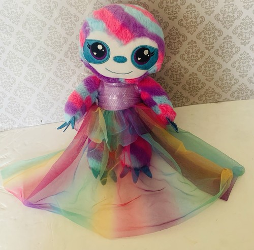 Build A Bear Workshop Heartable Pink Purple Rainbow Sloth Plush & Dress BBW (b4) - Picture 1 of 5