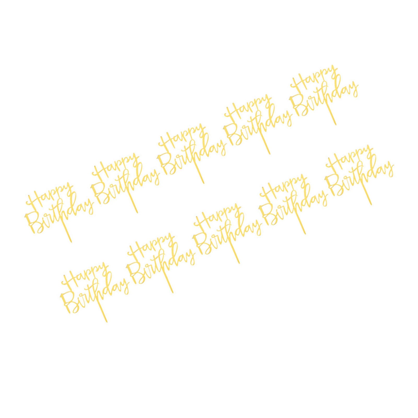 10-Pack Gold Birthday Cake Topper Set Acrylic Happy Birthday Cake Toppers.