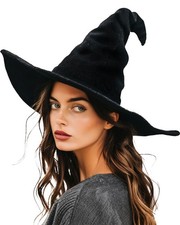 gagift world Witch Hat, 18IN Wizard Hat for Adults and Teens Large, Black