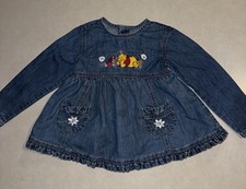 Vintage Winnie The Pooh Disney Store Baby Dress Denim 18 24 months 2T