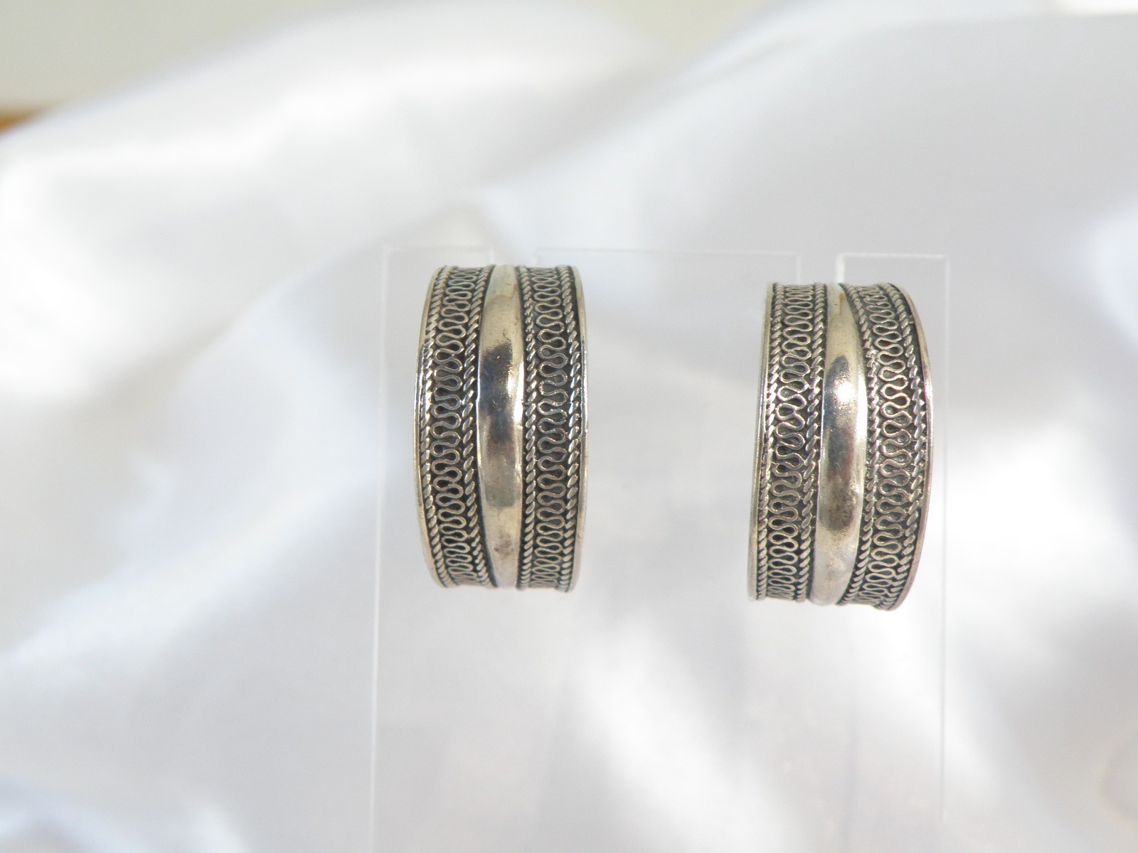 Vintage Solid Sterling Silver 925 Unique Weave Ho… - image 10