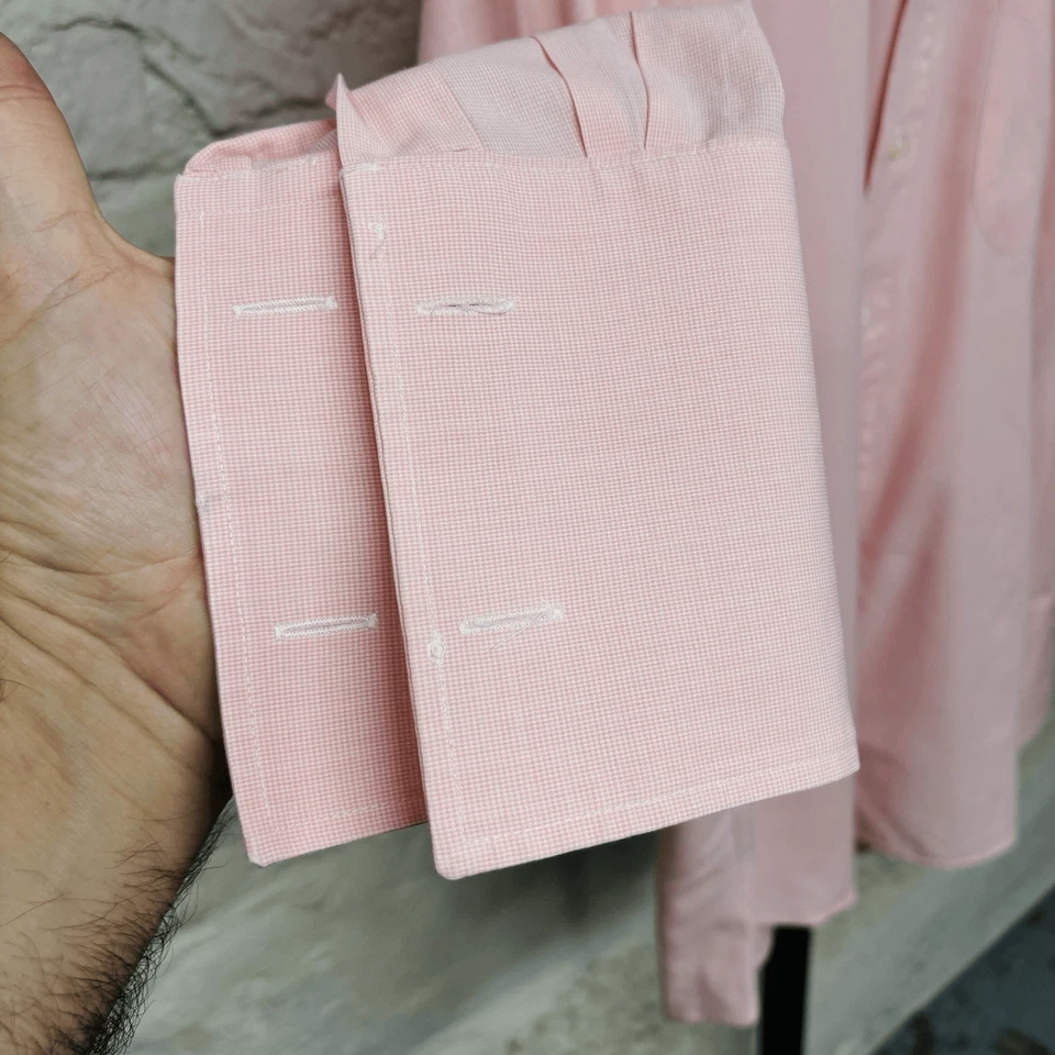 Camisa de vestir Burberry London para hombre talla 16 regular rosa claro puños franceses Foto 3 de 4