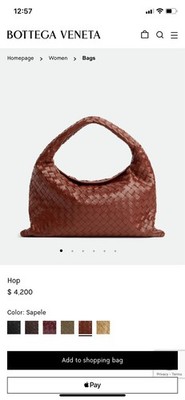 Authentic NWOT BOTTEGA VENETA Calfskin Intrecciato Small Hop Sapele