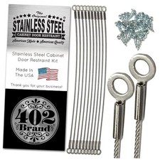 Stainless Steel Cabinet Door Restraint Kit. Made in USA. Flexible 10 Pack