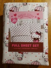 Hello Kitty And Friends Valentine's Day Full Sheet Set Pink Umbrellas  Hearts