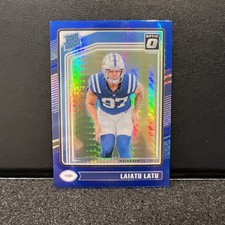 2024 Panini Donruss Optic - Rated Rookie Laiatu Latu #267 Blue Hyper Prizm (RC)
