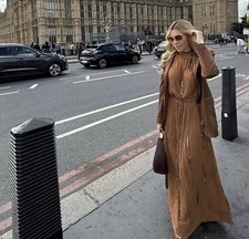 ZARA WOMAN LONG BEADED DRESS ZW COLLECTION OCHRE Size M Ref 7521/271/703