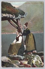 1908 Norway Sognfjord Fjord Women Bunad Folk Costume Theochrom Postcard Th. E