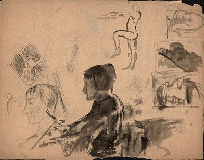 Antikes Aquarell Gemälde - Jean Marchand (1883-1941) - Figurenstudien