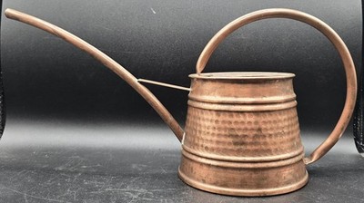 Vintage Gregorian Hammered Solid Copper Watering Can Garden Pitcher Patina