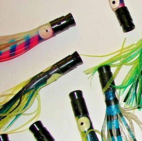 5 Jet Head Skirt Lures Tuna Wahoo Dorado Mahi ONO Big Game Trolling FISHING Lot