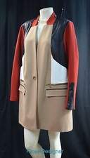 Alfani Woman long BLAZER block geo jacket light coat faux leather Duster 18W NEW