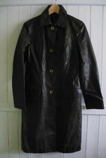 Ladies Stefanel 100% Real Brown Leather Full Length Coat Usa Size 6 Uk Size 10