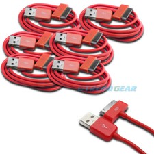 6X 10FT 30-PIN USB SYNC DATA POWER CHARGER RED CABLE IPHONE IPOD TOUCH IPAD