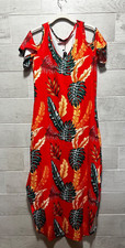 HUSKARY Women's Size Small Summer Maxi Dress Vneck Cold Shoulder Short Sleeve