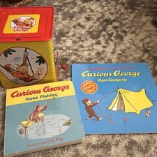 Schylling Curious George Jack in the Box two Curious George Books Vintage