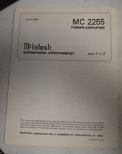 Original McIntosh MC 2255 Power Amplifier Schematic Information Owner's Manual