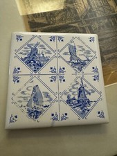 Vintage Authentic Fliese Fliesen Porzellan Aus Delft Wei&szlig; Blu Windm&uuml;hle
