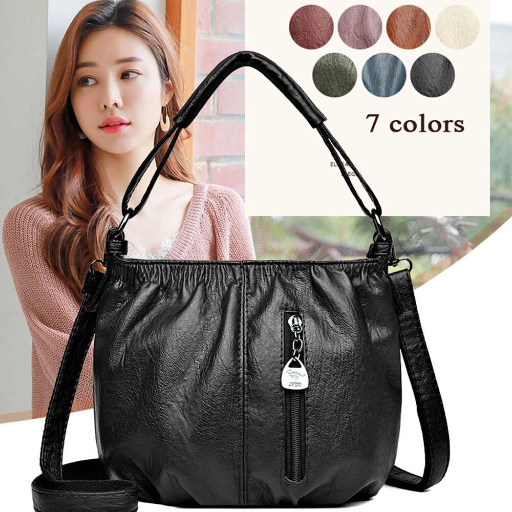 Women s Pleated Bag Shoulder Crossbody Tote Bag Bucket Bag Multi layer Soft Q