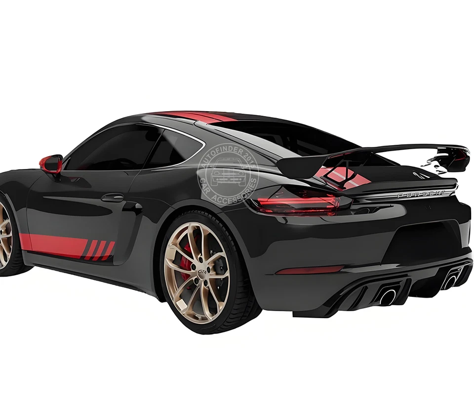 Calcomanías de vinilo laterales con gráficos de rayas de carreras para Porsche 718 Cayman GT4 Foto 2 de 4
