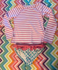 Garnet Hill Kids Rashguard 2 piece Bathing Suit Girls Size 4